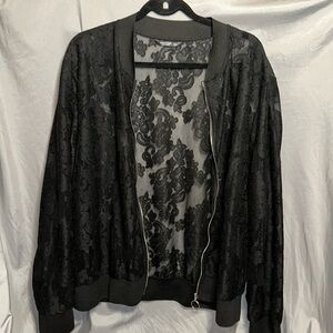 SHEIN Lace Bomber Sweater